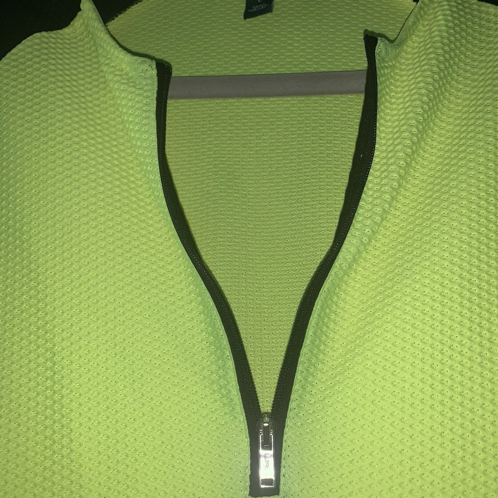Lauren Ralph Lauren Green Label Large Waffle Knit Top Neon Yellow & Black1/4Zip - Picture 4 of 9